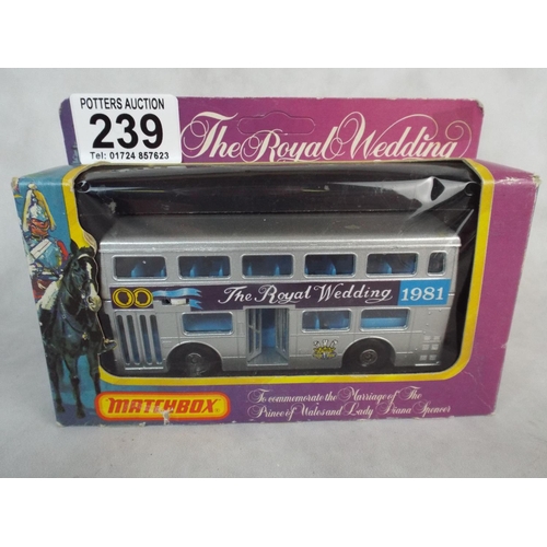 239 - Matchbox 1981 royal wedding bus in original box.