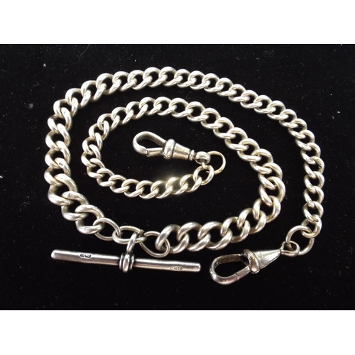 80 - Graduated Silver Watch chain. Each link hallmarked. 32.4g.