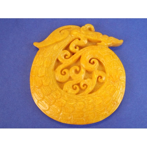 83 - Yellow Jade Dragon Amulet.