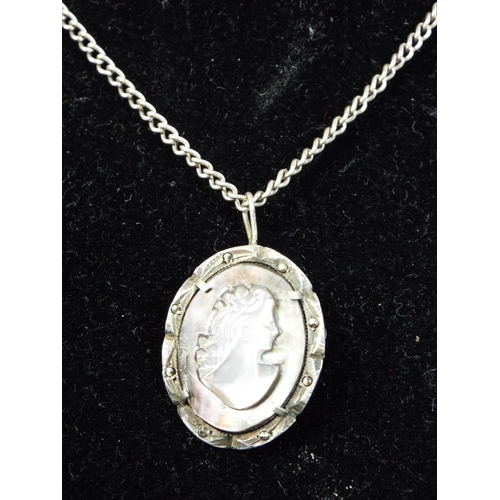 138 - Cameo locket on 925 Silver chain.