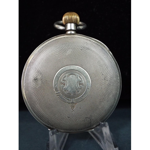 34 - Silver pocket watch with crown wind. Non runner for spares or repairs.