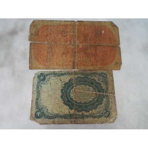 48 - Old US 10cent Fractional currency Banknote 1870's plus Haitian 25 Cent Fractional res banknote 1875