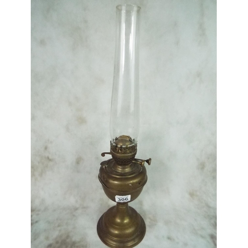 306 - Large Brass & Glass paraffin lamp