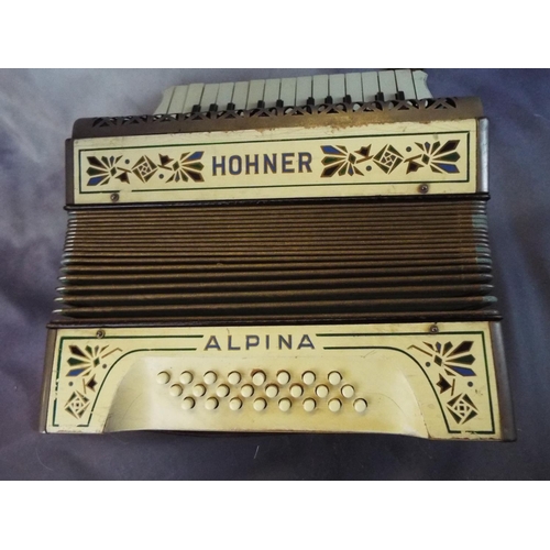 383 - Hohner alpina accordian, in good conditon . 1950's era