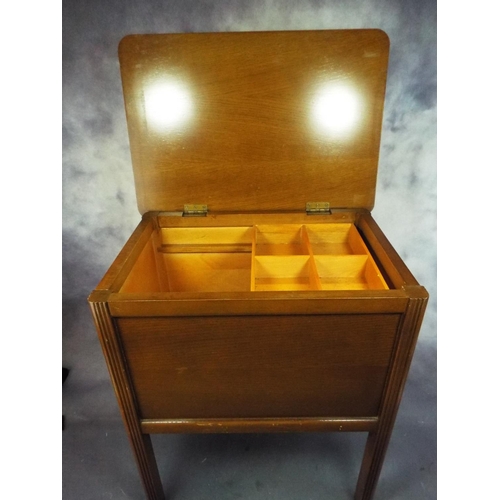 425 - 1950's era wooden sewing box with lifting lid