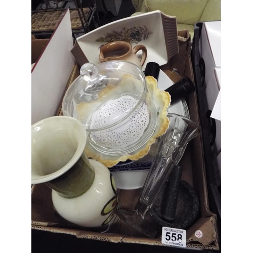 558 - large box of glass and ceramics