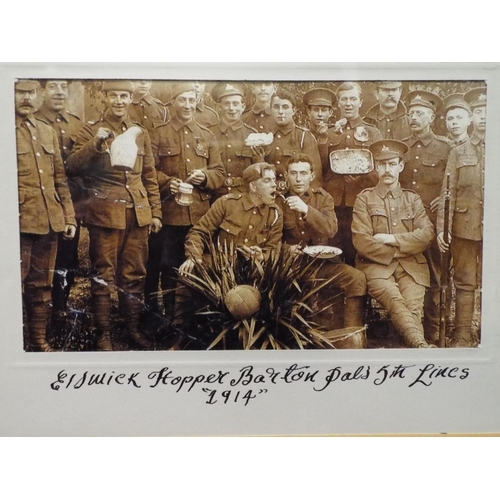 206 - Framed and mounted photo of elswick hopper pals. 5th lincs reg 1914