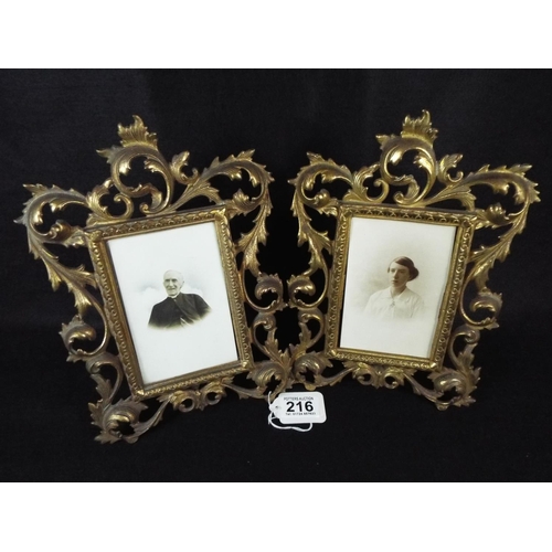 216 - Pair of old gilt photo frames