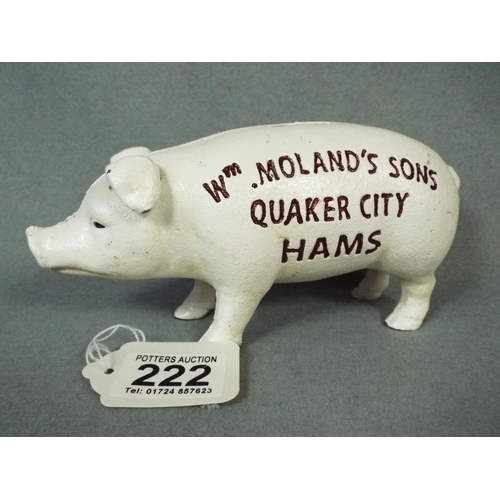 222 - Reproduction iron pig money box.