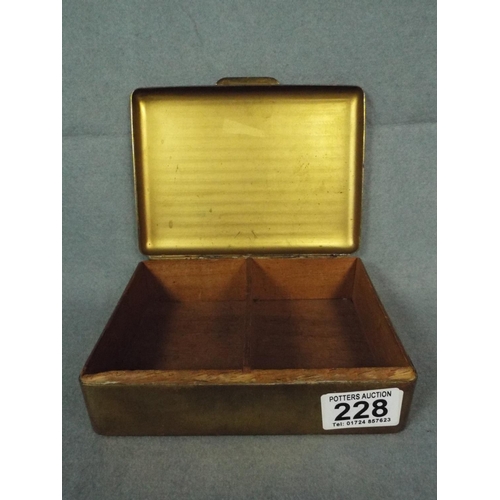 228 - Brass cigarette case with wood lining