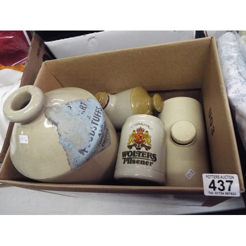 437 - Box of assorted vintage stoneware