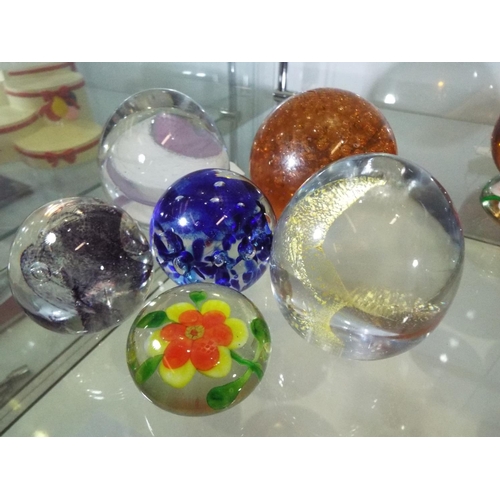 16 - six blown glass paperweights