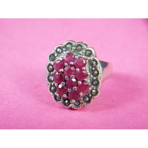 53 - 925 silver ruby set ring  finger size L5