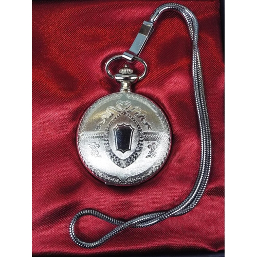 92 - Quartz pocket watch, as new in box with corresponding collectors magazine