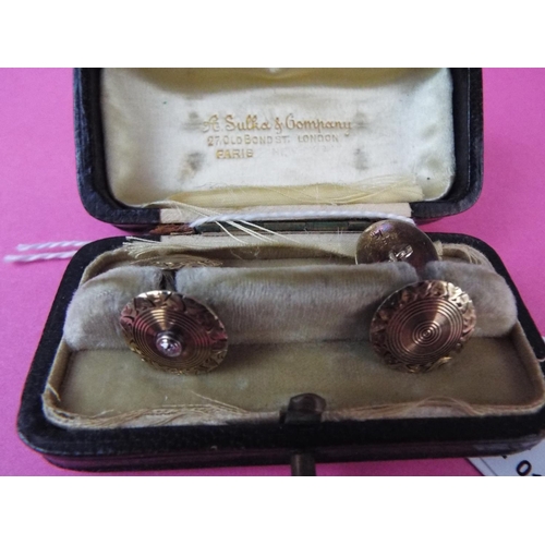 185 - Pair of 14ct diamond set cufflinks with original box. 5.6g