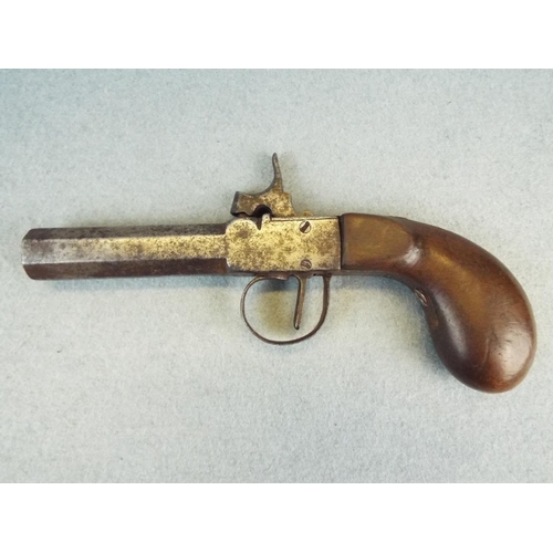 207 - Victorian Percussion pistol, hexagonal barrel, working mechaninsm, marked 282