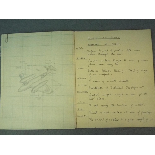 236 - 1950's RAF Workshop notebook, hand written with nice drawings within.