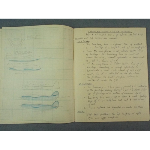 236 - 1950's RAF Workshop notebook, hand written with nice drawings within.