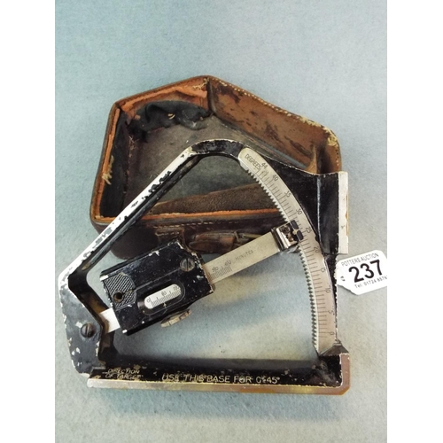 237 - Arrowmarked metal gunsight, stamped 1941, remnants of original leather case.