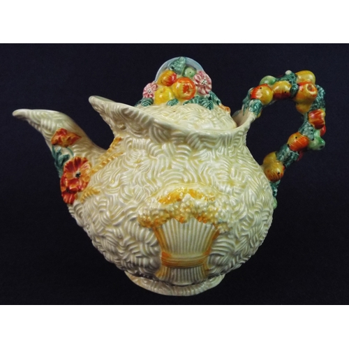 29 - Clarice Cliff, Celtic Harvest pattern teapot. Exception condition.