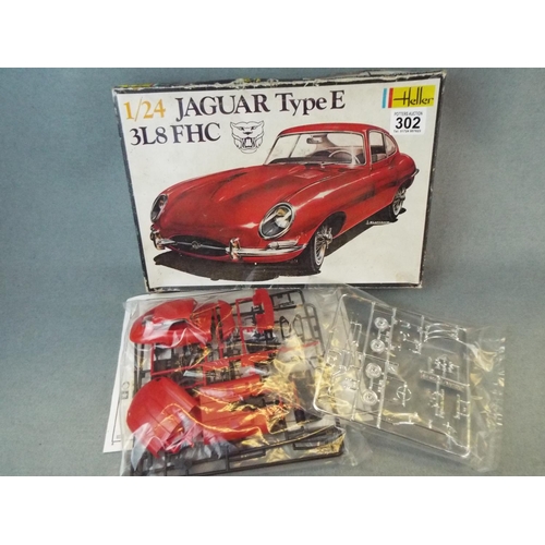 302 - Heller 1:24 scale model kit of an E Type Jaguar FHC. Boxed and unused.