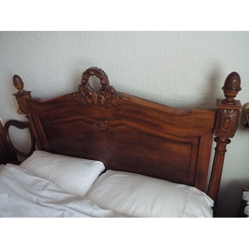 268 - Edwardian era bed. Hand carved head board and foot board.