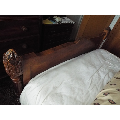 268 - Edwardian era bed. Hand carved head board and foot board.