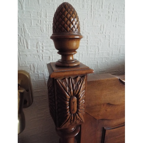 268 - Edwardian era bed. Hand carved head board and foot board.