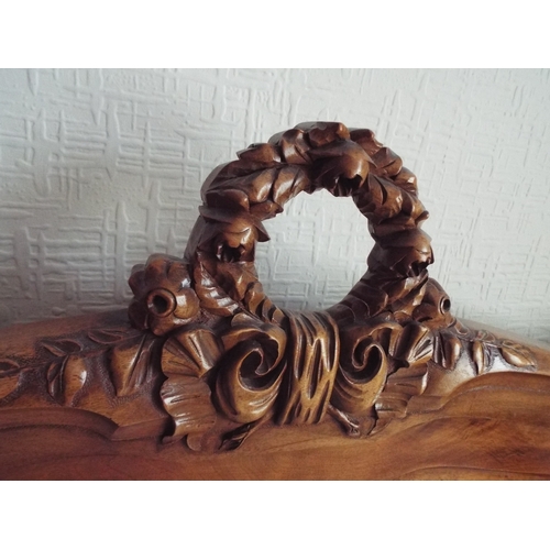 268 - Edwardian era bed. Hand carved head board and foot board.