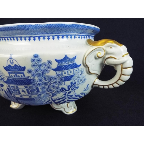 23 - Victorian Royal Worcester planter with gilt elephants head handles. Approx 15 inches long. Superb.