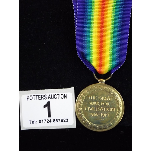 1 - WW1 Victory medal. Awarded to HJ Ballard Middlesex Reg.