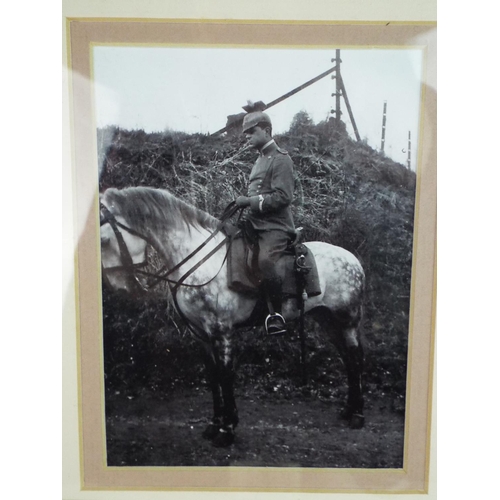 101 - Framed and mounted photo of a WW Prussian Cavalry officer.