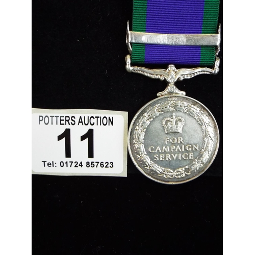 11 - Northern Ireland Campaign medal with bar,