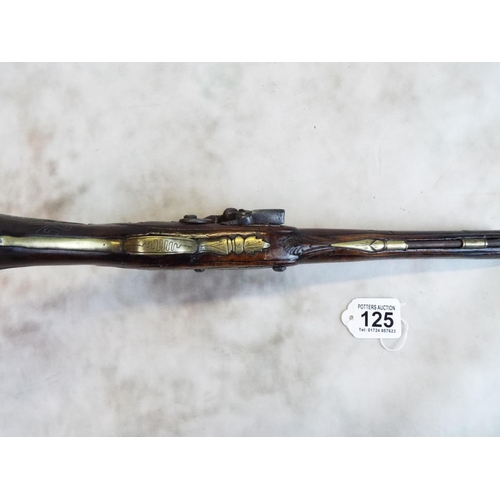 125 - Muzzle loading flintlock pistol C1820, possibly continental. A3 Condition.