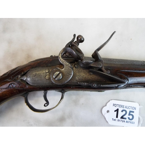 125 - Muzzle loading flintlock pistol C1820, possibly continental. A3 Condition.