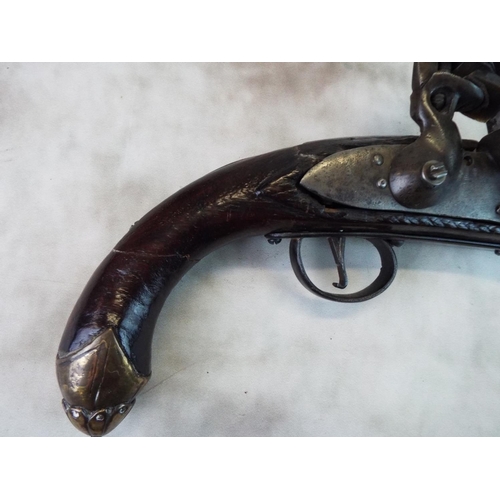 126 - Large flintlock blunderbuss style pistol. Possibly Indian made, RAJ era. Etched decorated barrel. So... 