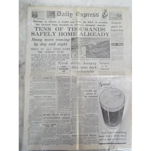 146 - Actual issue of the Daily Express, Dunkirk edition, May 31st 1940.