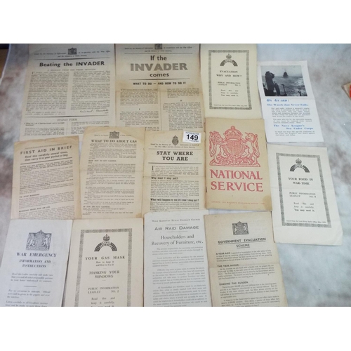 149 - Quantity of WW2 Civil Defence booklets, leaflets. All authentic issue.