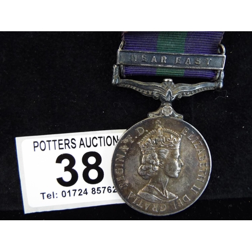 38 - Campaign Medal, Near East Bar 88816 SPR G Bloxam Royal Engineers.