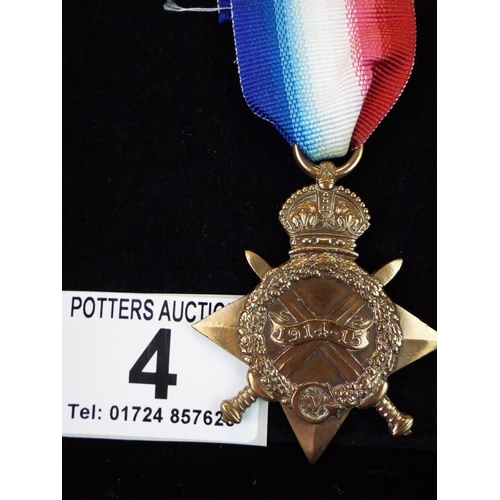 4 - WW1  1914/15 Star awarded to FT Mills SASC-MT