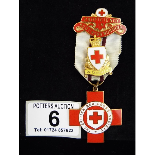 6 - WW1 Red Cross Nursing proficiancy Medal 50810 S Inglis. With detachment badge