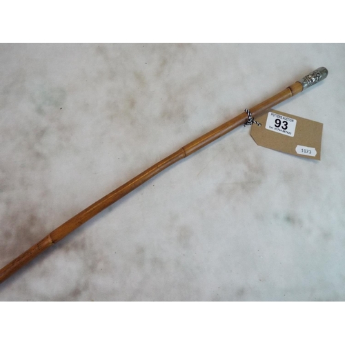 93 - WW1 Swagger stick, Bamboo with Nickle top.