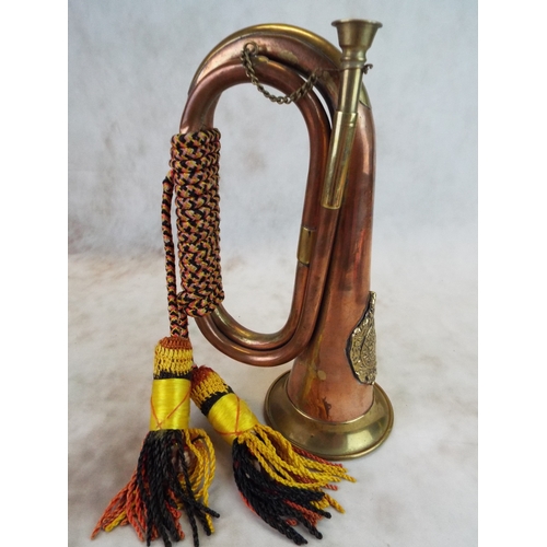 68 - Copper & Brass bugle, Argylle and Sutherland Highlanders crest. Excellent.