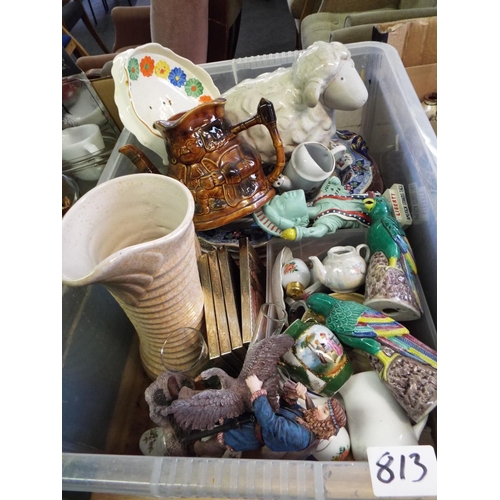 813 - Box of old and Victorian ceramics