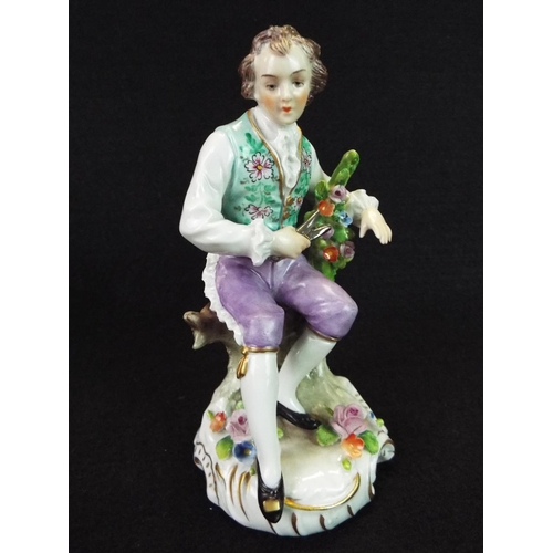 2 - Pair of Sitzendorf, Dresden porcelain pastoral figures. Female in excellent condition. (male figure ... 