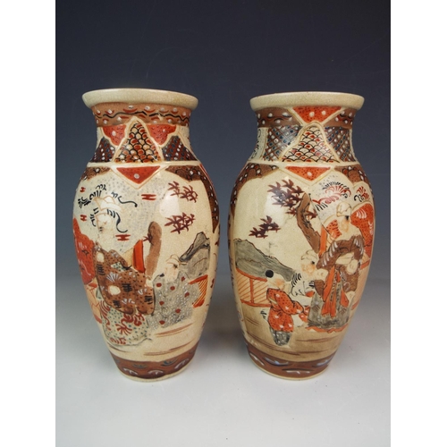 12 - Matched pair of early 20th Century Japanese Vases. 7 inches tall. No base stamp