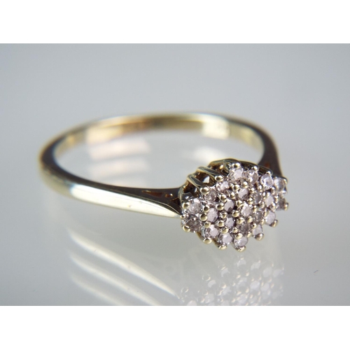 156 - 9ct Gold Multi Diamond set cluster ring. 0.25 Carats Diamonds   Finger size 'T'   3g