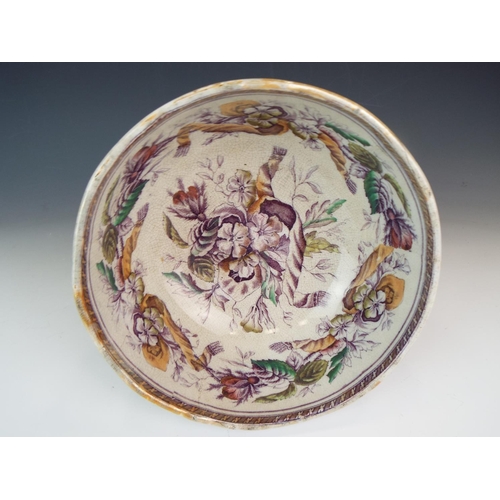 42 - 19th Century transfer printed fruit bowl.  10 inches diameter, 6 inches tall.