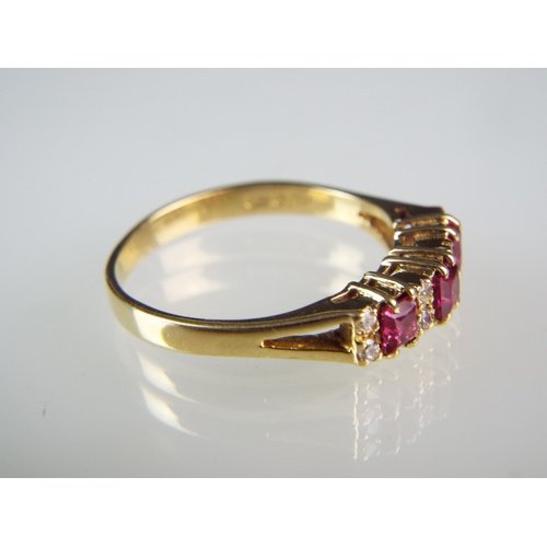 148 - 18ct Yellow Gold Ruby and CZ set ring.  Finger size  'P5-O' 3.3g