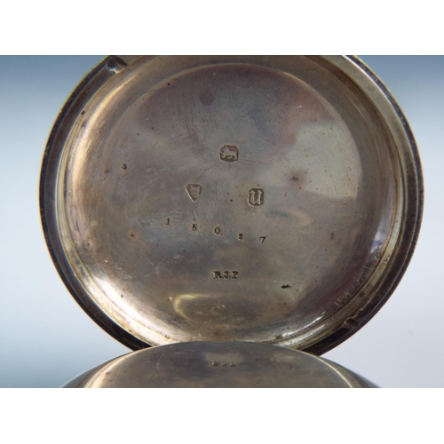 186 - Silver cased pocket watch with fusee movement. Case hallmarked for London 1875. enamel face. Non run... 